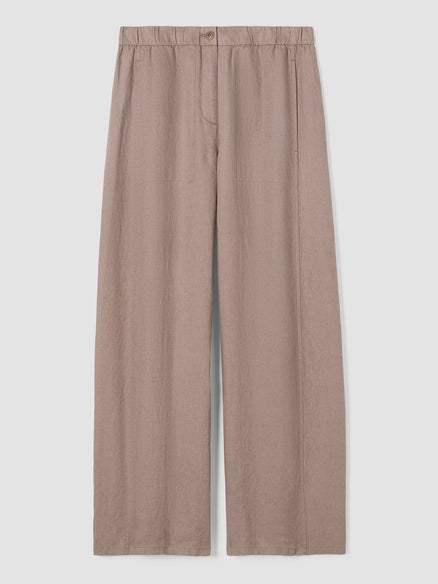 Organic Linen Wide-Leg Trouser Pant- Cocoa