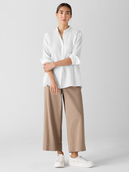 Organic Cotton Ripple Band Collar Shirt