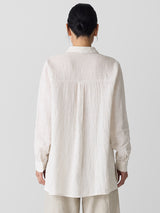 Puckered Organic Linen Stripe Classic Collar Shirt