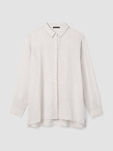 Puckered Organic Linen Stripe Classic Collar Shirt