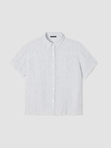Puckered Organic Linen Short-Sleeve Shirt