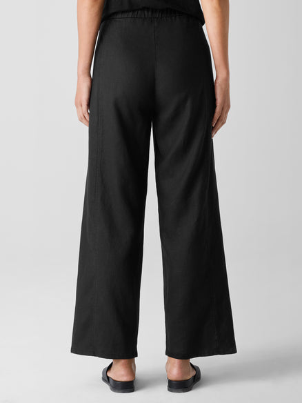 Organic Linen Wide-Leg Trouser Pant - Black