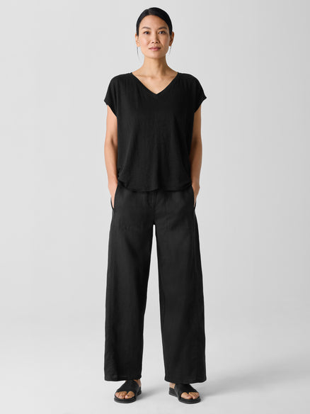 Organic Linen Wide-Leg Trouser Pant - Black