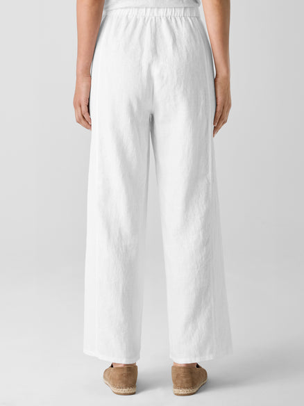 Organic Linen Wide-Leg Trouser Pant - White