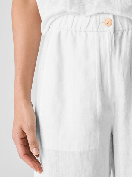 Organic Linen Wide-Leg Trouser Pant - White