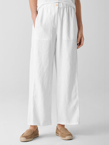 Organic Linen Wide-Leg Trouser Pant - White