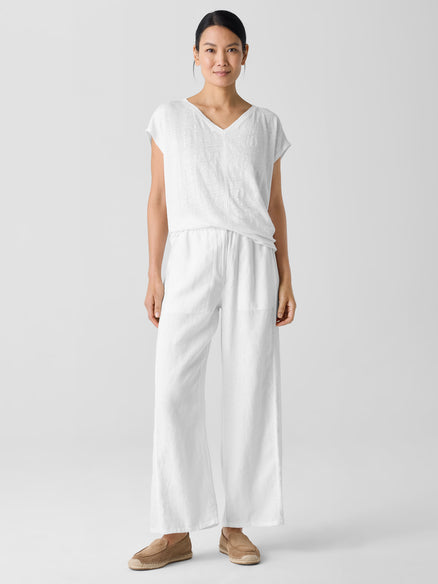 Organic Linen Wide-Leg Trouser Pant - White