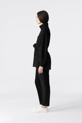 SHANIA Double-Face Wool Belted Jacket - Black