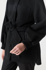 SHANIA Double-Face Wool Belted Jacket - Black