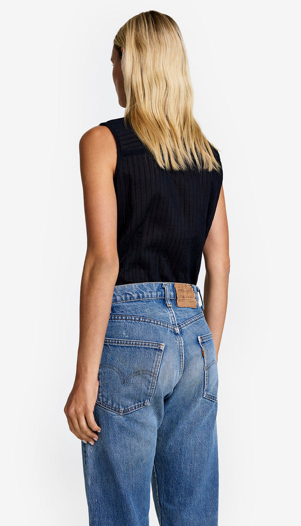 Sleeveless Ruffle Trim Shirt