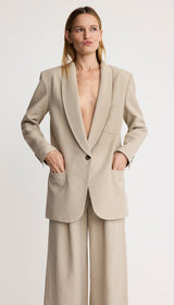 Shawl Collar Oversized Blazer - Café Au Lait