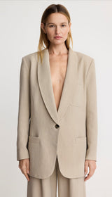 Shawl Collar Oversized Blazer - Café Au Lait