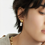 Gia Pearl Studs - Gold