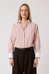 Caroline Shirt - Red Stripe Banker