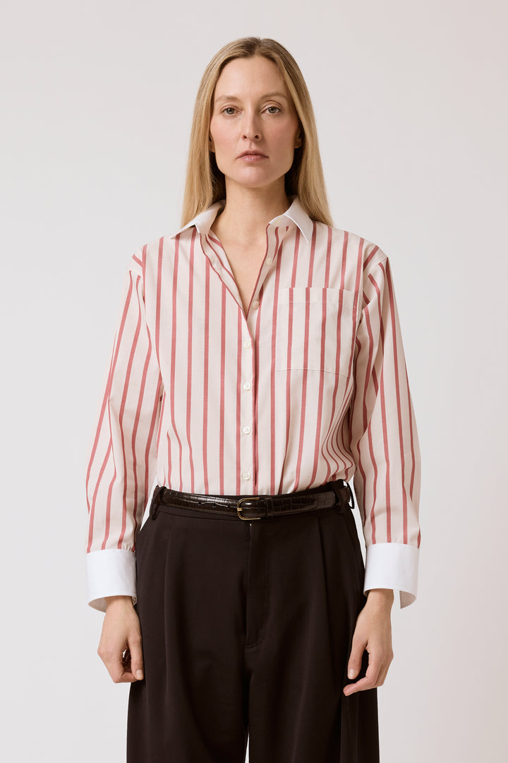 Caroline Shirt - Red Stripe Banker
