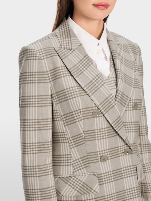 Blazer in shimmering plaid pattern