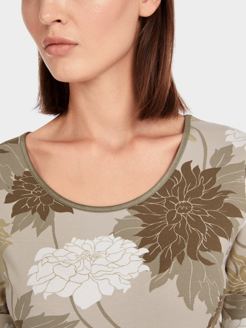 Floral ribbed T-shirt