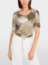 Floral ribbed T-shirt