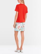 Airy T-shirt with linen - Flame Red