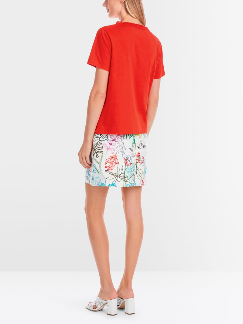 Airy T-shirt with linen - Flame Red