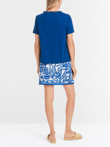 Airy T-shirt with linen - Gentian