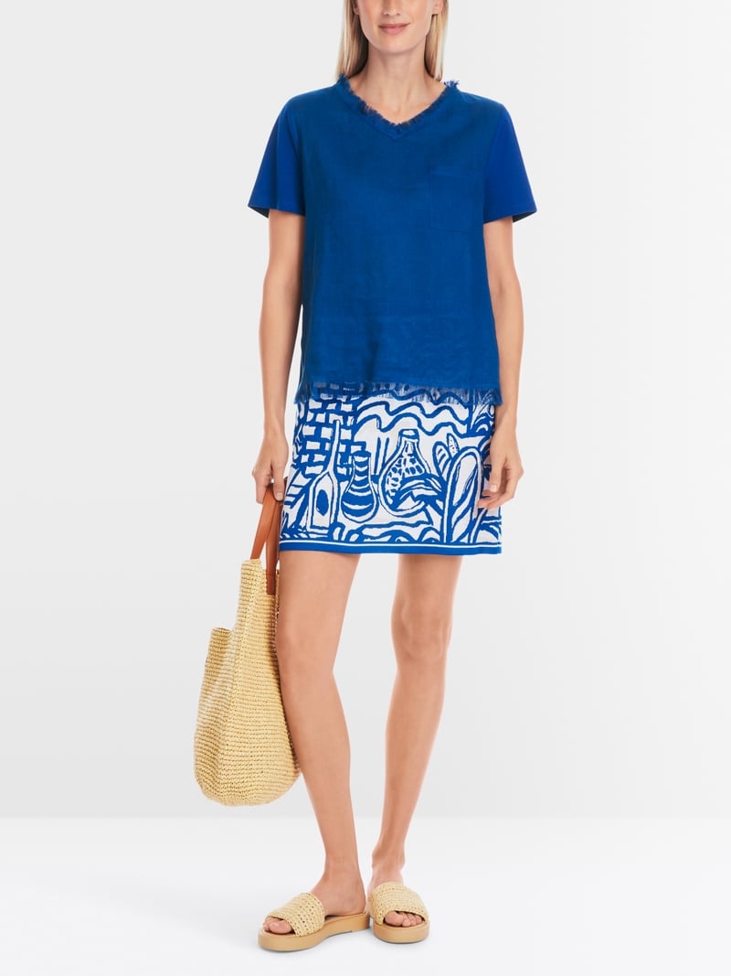 Airy T-shirt with linen - Gentian