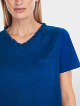 Airy T-shirt with linen - Gentian