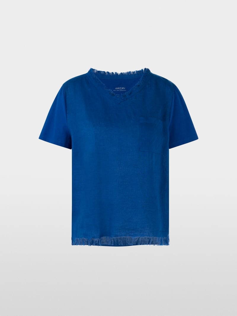 Airy T-shirt with linen - Gentian