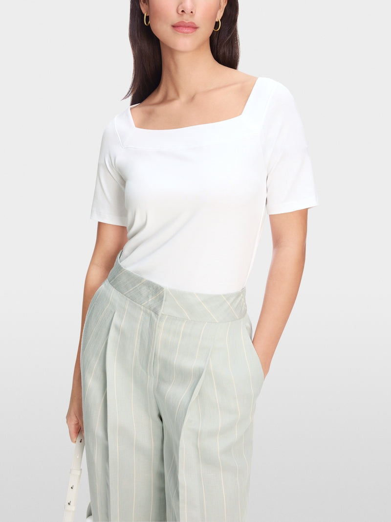 T-shirt with square neckline - White