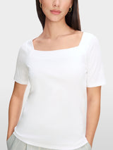 T-shirt with square neckline - White