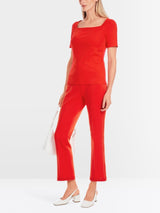 T-shirt with square neckline - Flame Red