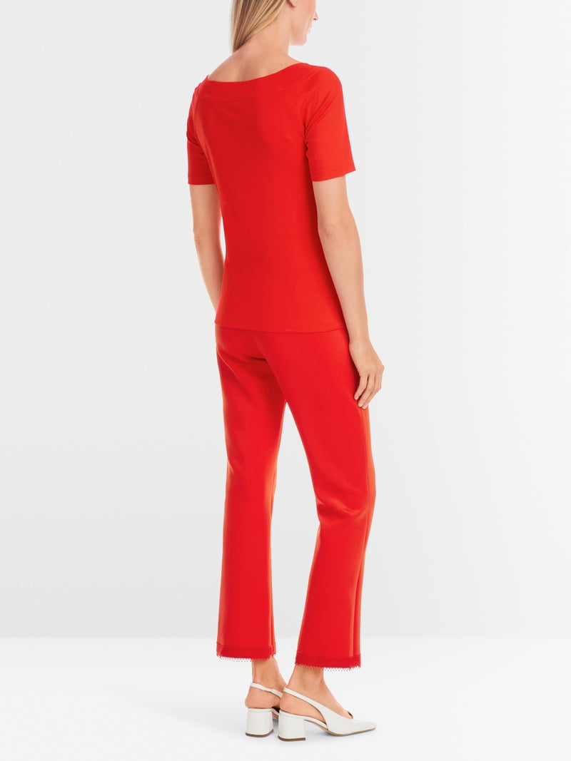 T-shirt with square neckline - Flame Red