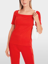 T-shirt with square neckline - Flame Red