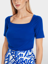 T-shirt with square neckline - Gentian