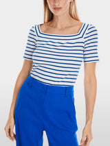 Striped T-shirt with square neckline