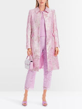 Short and fitted brocade coat