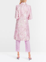 Short and fitted brocade coat