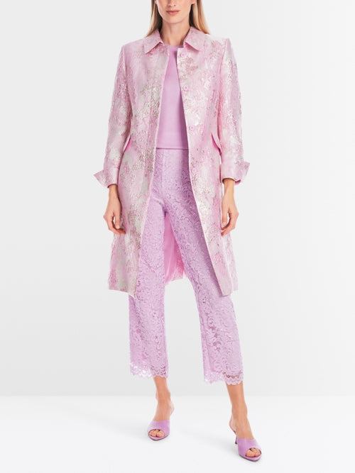 Short and fitted brocade coat