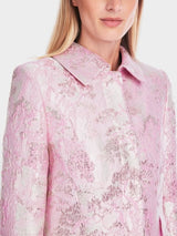 Short and fitted brocade coat