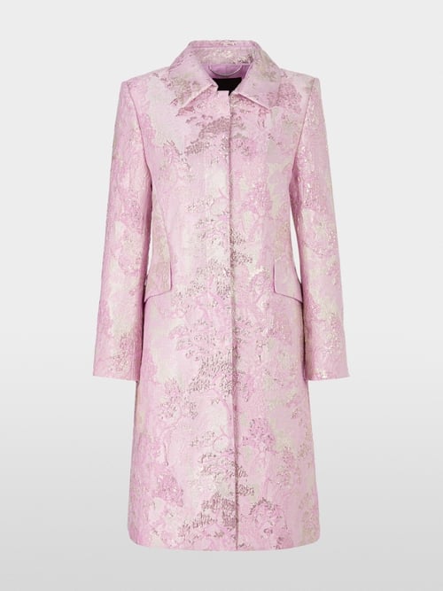 Short and fitted brocade coat