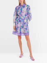 Floral print short shirt dress