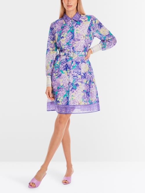 Floral print short shirt dress