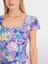 Fitted floral print midi dress