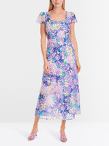 Fitted floral print midi dress