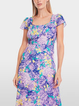 Fitted floral print midi dress