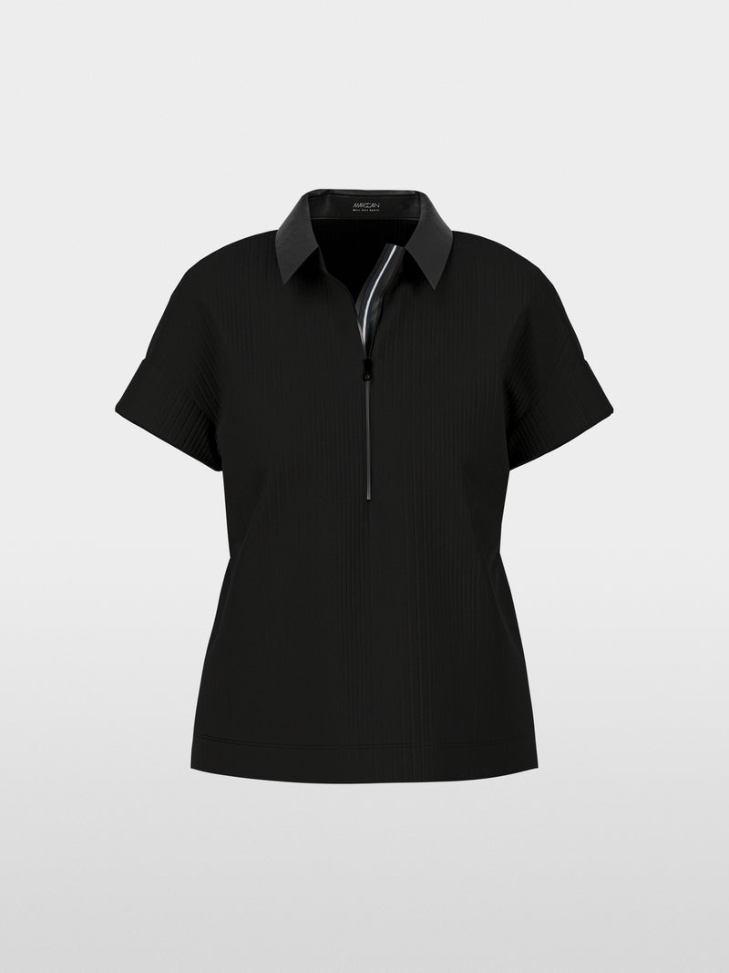 Plain polo shirt in viscose stretch