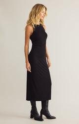 Adison Rib Midi Dress - Black