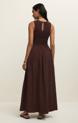 Juniper Linen Maxi Dress - Chocolate Cherry
