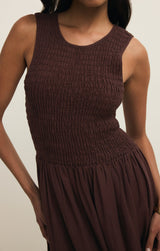 Juniper Linen Maxi Dress - Chocolate Cherry