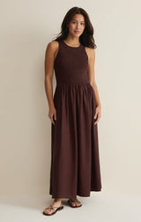 Juniper Linen Maxi Dress - Chocolate Cherry